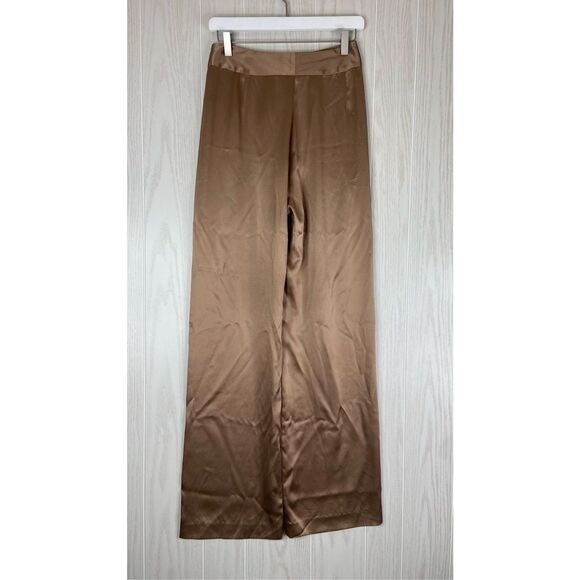 The Sei Womens Brown High-Rise Silk Wide-Leg Trouser Pants Size 4 - Picture 4 of 8